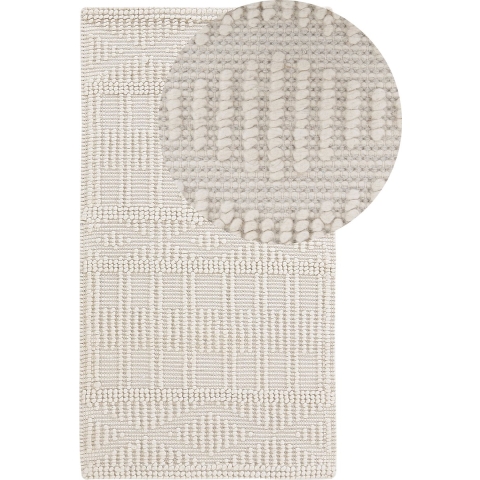 Beliani - LAPSEKI - Laagpolig vloerkleed - Beige - 80 x 150 cm - Wol