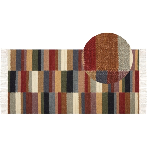Beliani - MUSALER - Kelim vloerkleed - Multicolor - 80 x 150 cm - Wol