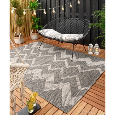 Boho&me Buitenkleed zig zag Sunny - grijs - 240x340 cm