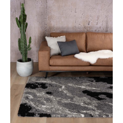 Boho&me Hoogpolig vloerkleed Marble Artisan - grijs - 140x200 cm