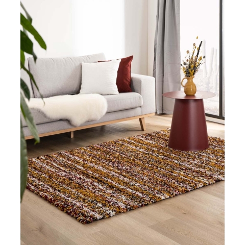 Boho&me Hoogpolig vloerkleed strepen Artisan - multi|okergeel -