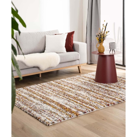 Boho&me Hoogpolig vloerkleed strepen Artisan - wit|multi - 300x400 cm