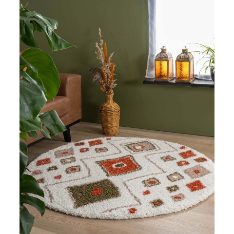 Boho&me Rond hoogpolig vloerkleed bohemian Artisan - wit|multi - 280