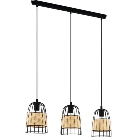 EGLO Anwick Hanglamp - E27 - 88 cm - Zwart|Rotan