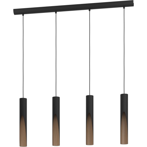 EGLO Barbotto Hanglamp - GU10 - 92,5 cm - Zwart|Bruin - Staal