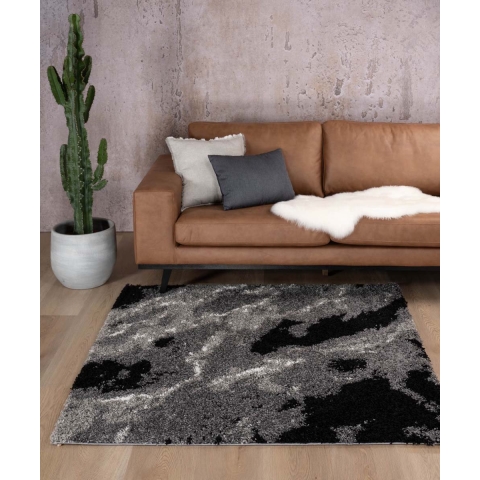 Boho&me Vierkant hoogpolig vloerkleed Marble Artisan - grijs - 240x240