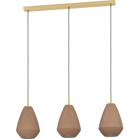 EGLO Caprarola Hanglamp - E27 - 90 cm - Zand|Koper - Satijn Glas