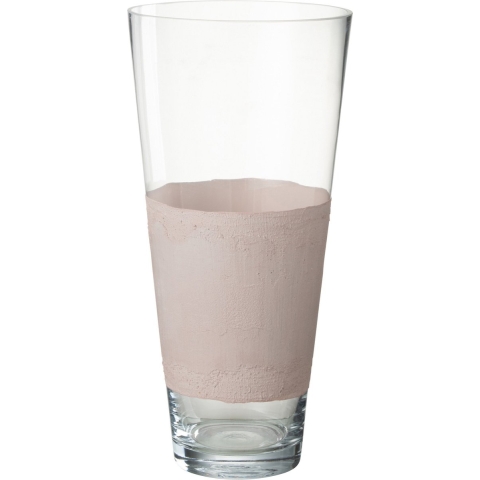 J-Line vaas Delph - glas - transparant|lichtroze - small - 45 cm hoog