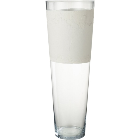 J-Line vaas Delph - glas - transparant|wit - extra large
