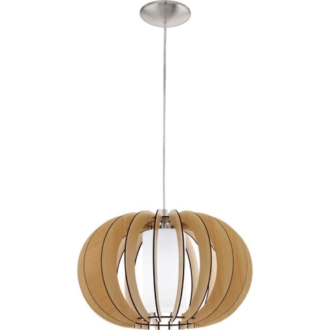 EGLO Stellato 1 Hanglamp - 1 Lichts - Ø40cm - Nikkel-Mat - Ahorn, Wit