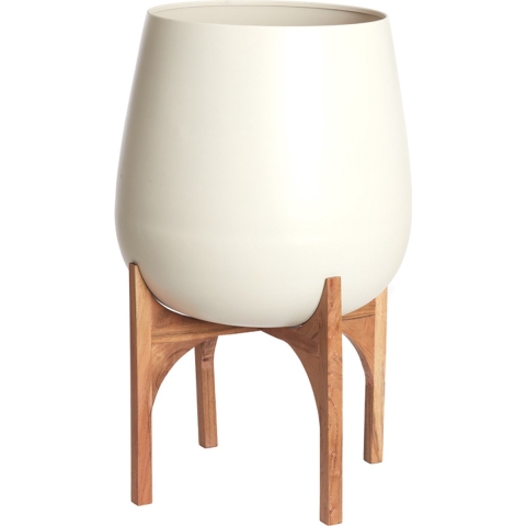 Light&living Pot deco op voet Ø59x82 cm KARUNA hout+mat crème