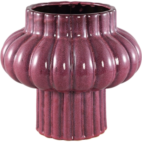 PTMD Sannee Red ceramic pot ribbed wide middle L