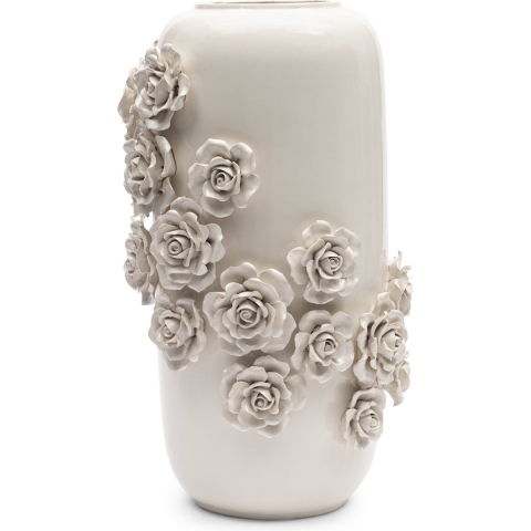 Rivièra Maison - Elegante Rozenvaas in Witte Keramiek van 60 cm