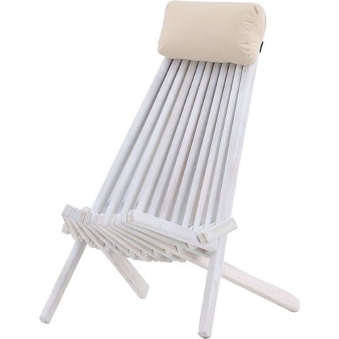 Nest outdoor Bastian houten tuin loungestoel wit - met hoofdkussen