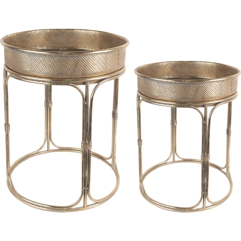 Clayre & Eef Bijzettafel Set van 2 Ø 47x58 cm Goudkleurig Metaal