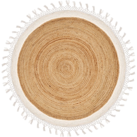 Beliani - MARTS - Vloerkleed - Beige|wit - 140 cm - Jute