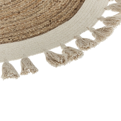 Beliani - SAMSUN - Laagpolig vloerkleed - Beige - 120 cm - Katoen