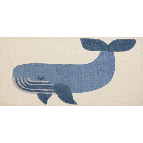 Beliani - SELAI - Vloerkleed - Beige|Blauw - Katoen