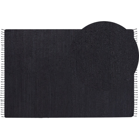 Beliani - SINANKOY - Laagpolig tapijt - Zwart - 160 x 230 cm - Jute