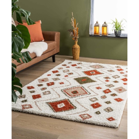 Boho&me Hoogpolig vloerkleed bohemian Artisan - wit|multi - 160x230 cm