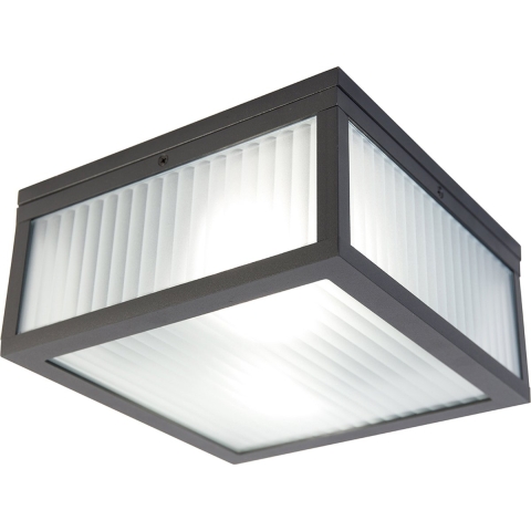 QAZQA Smart buiten plafondlamp zwart met ribbel glas incl. Wifi A60 -