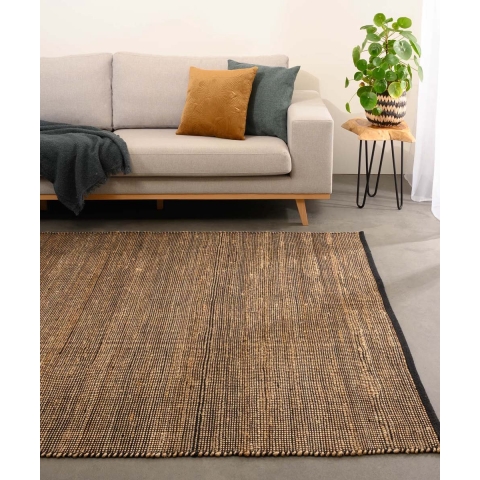 Boho&me Jute vloerkleed - Torget naturel|zwart - 120x170 cm