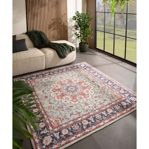 Heritaged Buitenkleed vierkant Vintage - Valenca Nova saliegroen|rood