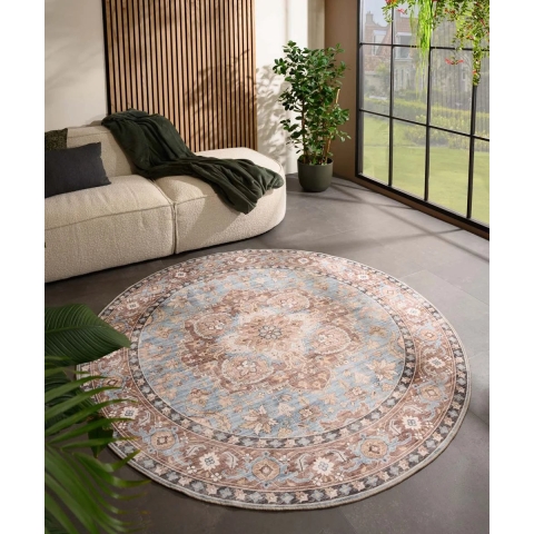 Heritaged Rond Vintage buitenkleed - Valenca Fino lichtblauw - 200 cm