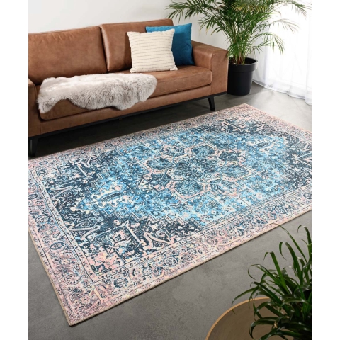 Heritaged Vintage vloerkleed - Fade No.3 blauw|oranje - 190x290 cm