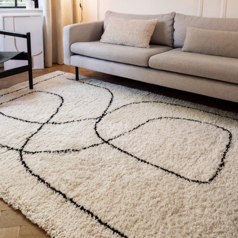 Interieur05 Hoogpolig Vloerkeed Lines wit - 200 x 290 cm