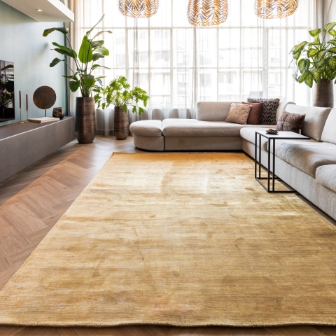 Interieur05 Vloerkleed Felva Goud Rechthoek Viscose 160 x 230 cm