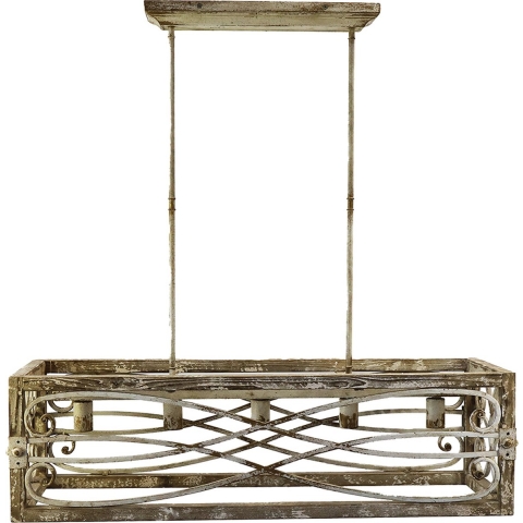 Clayre & Eef Hanglamp 97x30x100 cm Bruin Beige Ijzer Hout Rechthoek