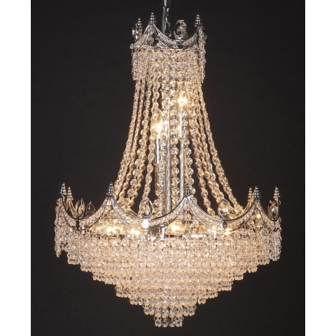 Clayre & Eef Kroonluchter Ø 50 cm Zilverkleurig Ijzer Glas Hanglamp
