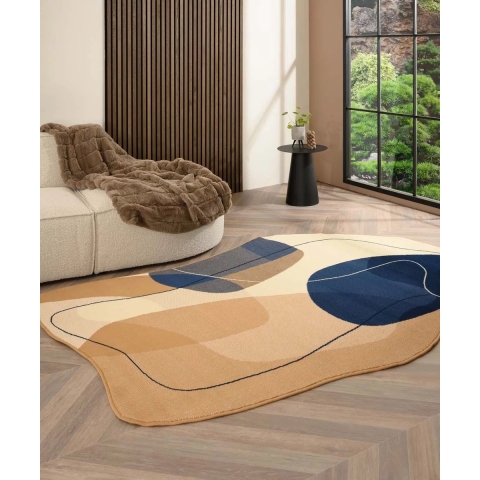 Tapeso Organisch vloerkleed - Ease Stone blauw - 200x300 cm