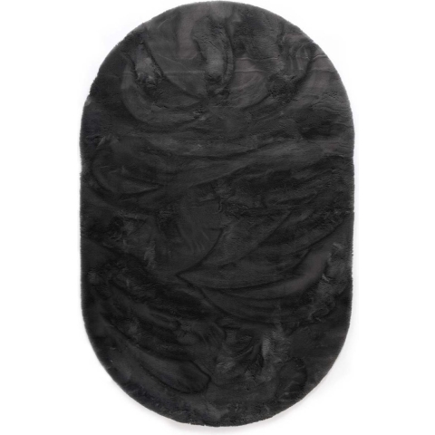 Tapeso Ovaal hoogpolig vloerkleed - Comfy plus - donkergrijs - 100x150