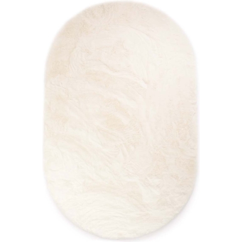 Tapeso Ovaal hoogpolig vloerkleed - Comfy plus - wit - 120x180 cm