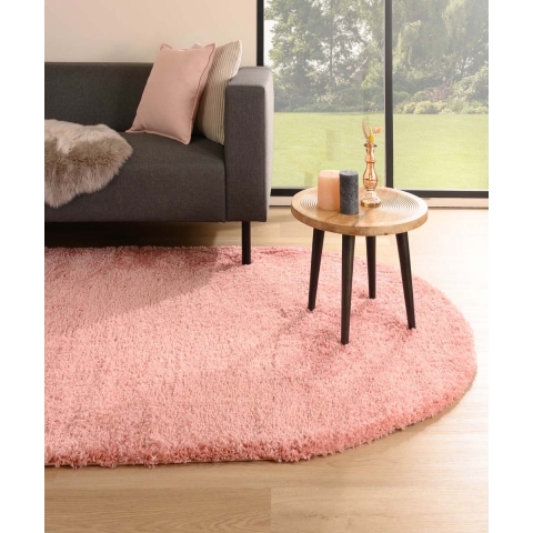 Tapeso Ovaal hoogpolig vloerkleed - Cozy Shaggy - roze - 240x340 cm