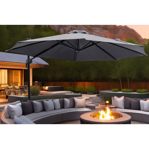 Feel Furniture - Toscano - Luxe Parasol - Roma - 3 Meter - Donkergrijs