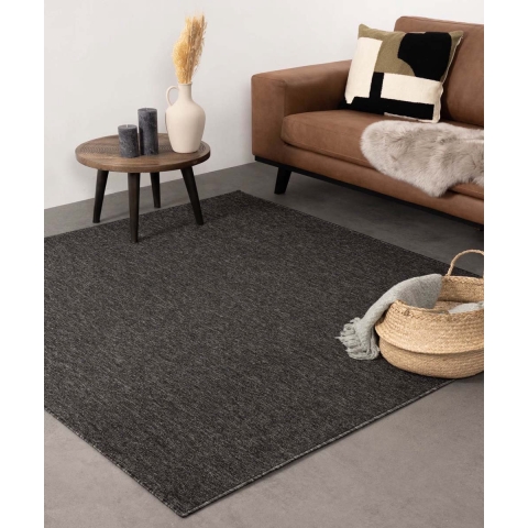 Tapeso Vierkant vloerkleed Lush - antraciet - 300x300 cm