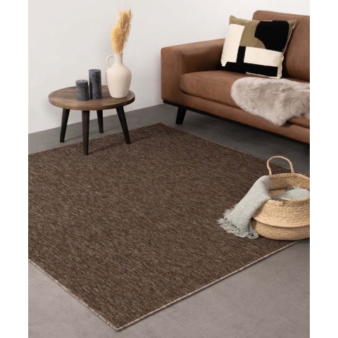 Tapeso Vierkant vloerkleed Lush - bruin - 200x200 cm