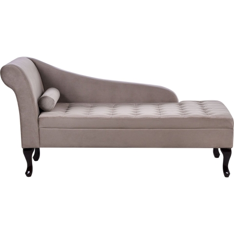 Beliani - PESSAC - Chaise longue - Taupe - Linkerzijde - Fluweel