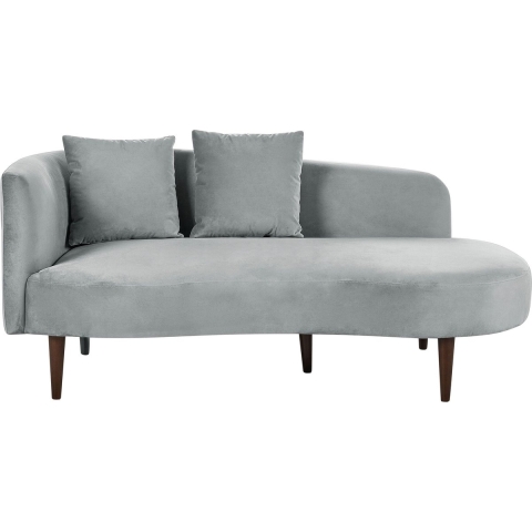 Beliani-CHAUMONT-Chaise longue-Lichtgrijs-Linkerzijde- Fluweel