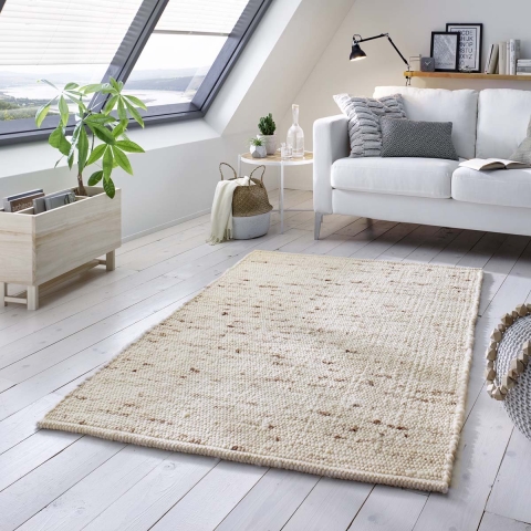 Tapeso Wollen vloerkleed handweef Oslo - crème - 200x240 cm