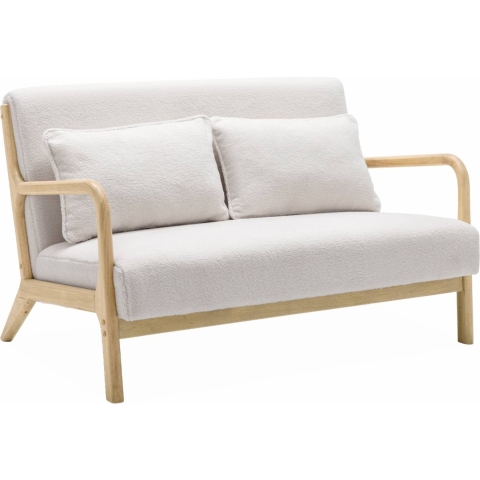 sweeek - Scandinavische 2-zitsbank van hout en boucléstof