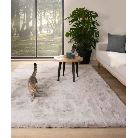 Tapeso Zacht hoogpolig vloerkleed - Comfy plus - lichtgrijs - 200x290