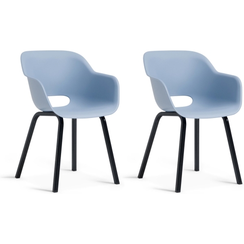 Keter Noa Tuinstoel - 2 stuks - 55x56,5x80cm - metalen frame - Blauw