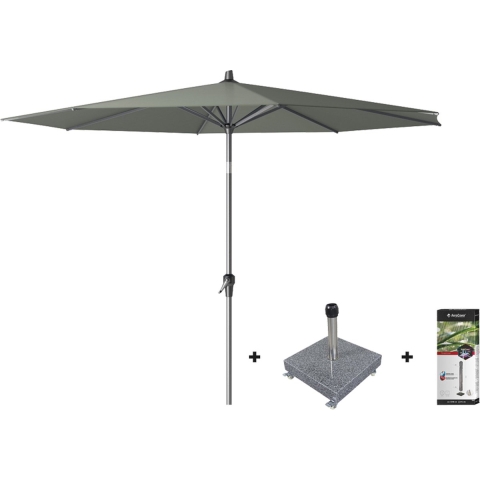 Platinum Riva stokparasol 3 m. rond - Olive met voet en hoes