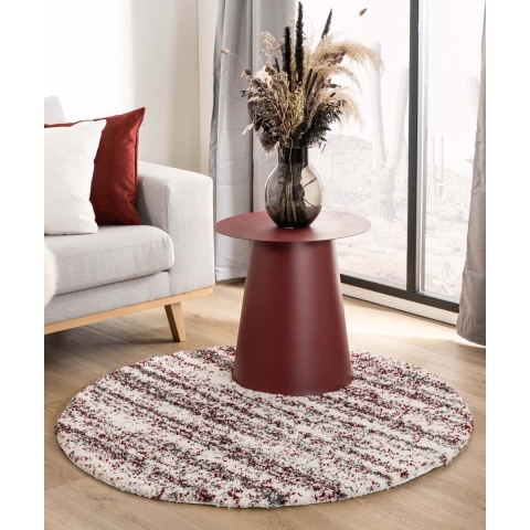 Boho&me Rond hoogpolig vloerkleed strepen Artisan - grijs|rood - 240
