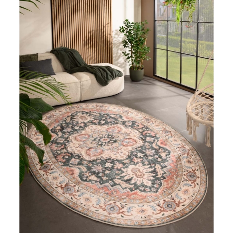 Heritaged Buitenkleed ovaal Vintage - Valenca Fino groen|rood -