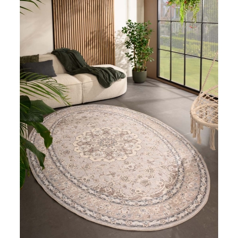 Heritaged Buitenkleed ovaal Vintage - Valenca Nova beige|lichtgrijs -